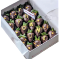 20pcs Starry Heart in Gold & Black Chocolate Strawberries Gift Box (Custom Wording)